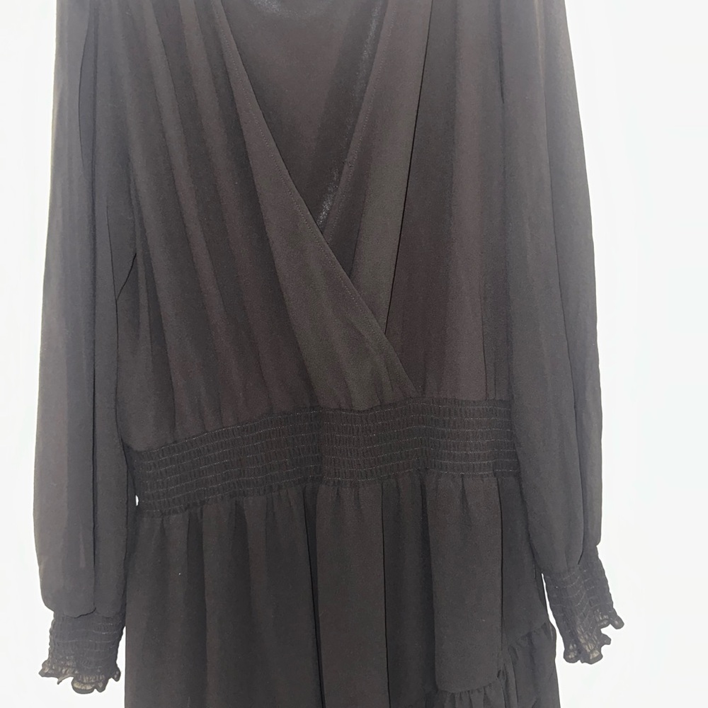 Michael Kors Black Long Sleeve Wrap Gown